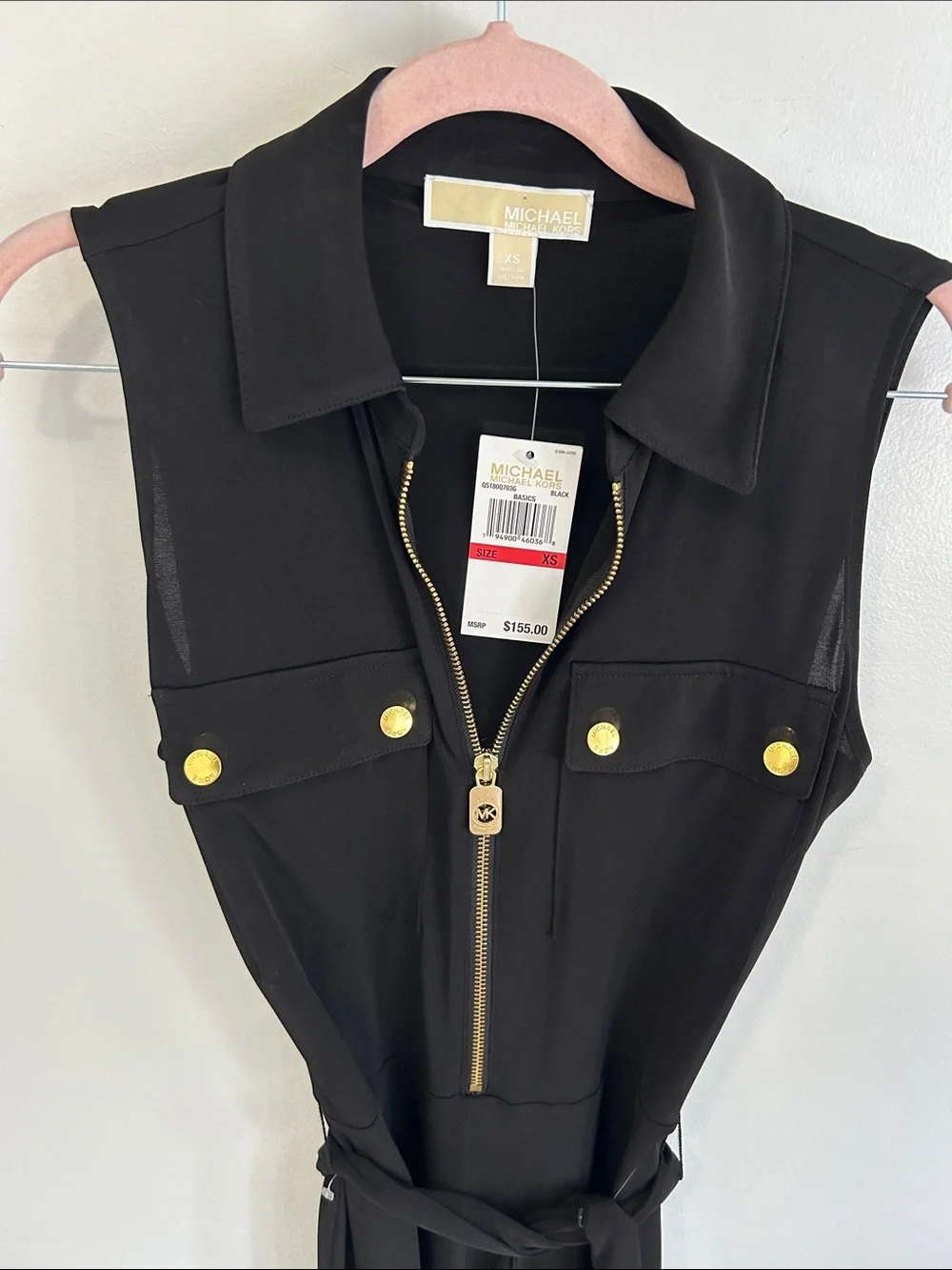 Michael Kors Black Gold Sleeveless Crop Jumpsuit